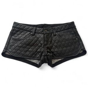CARMAR Black Quilted Faux Leather Moto Shorts | Size 27